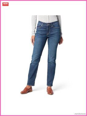 Mid Rise Straight Jeans Totally Shaping Stretch Denim Curvy